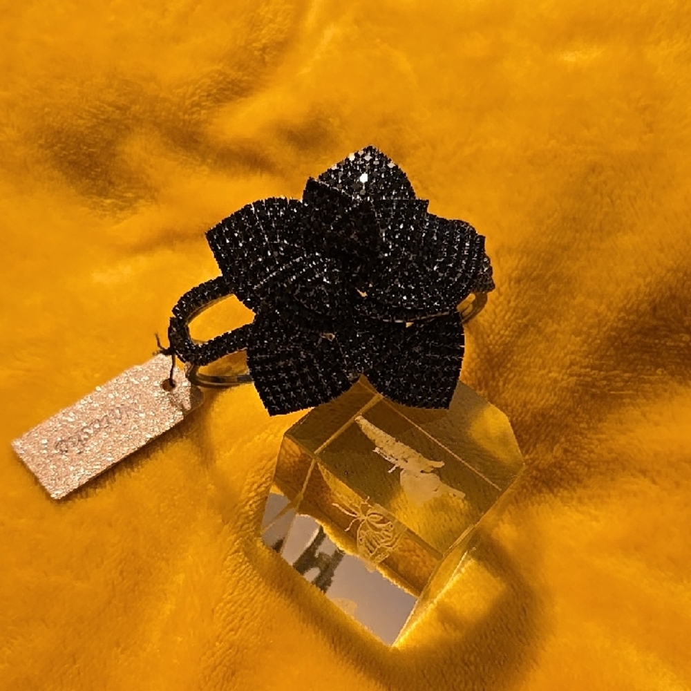 Natasha Couture Black Crystal Hindge Bracelet.